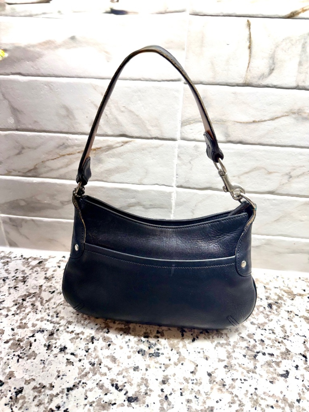 Coach Hobo/Shoulder Slim Bag, Black Pebbled Leather